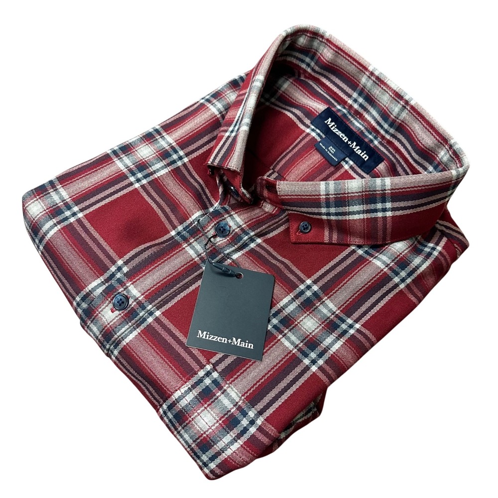 Mizzen+Main Red Plaid Casual Button-Down Shirt